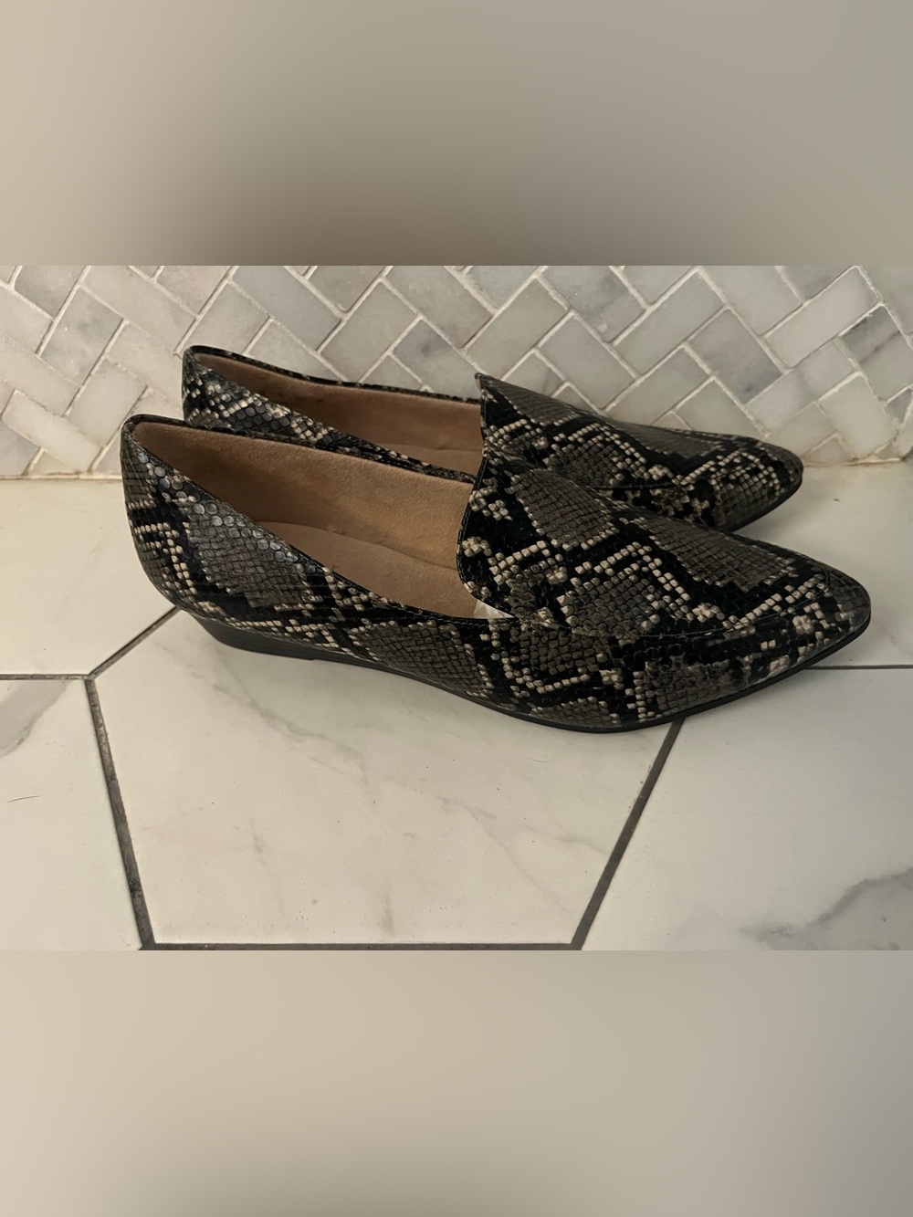 Naturalizer Women's Snake-Print Loafers - Black and Gray
